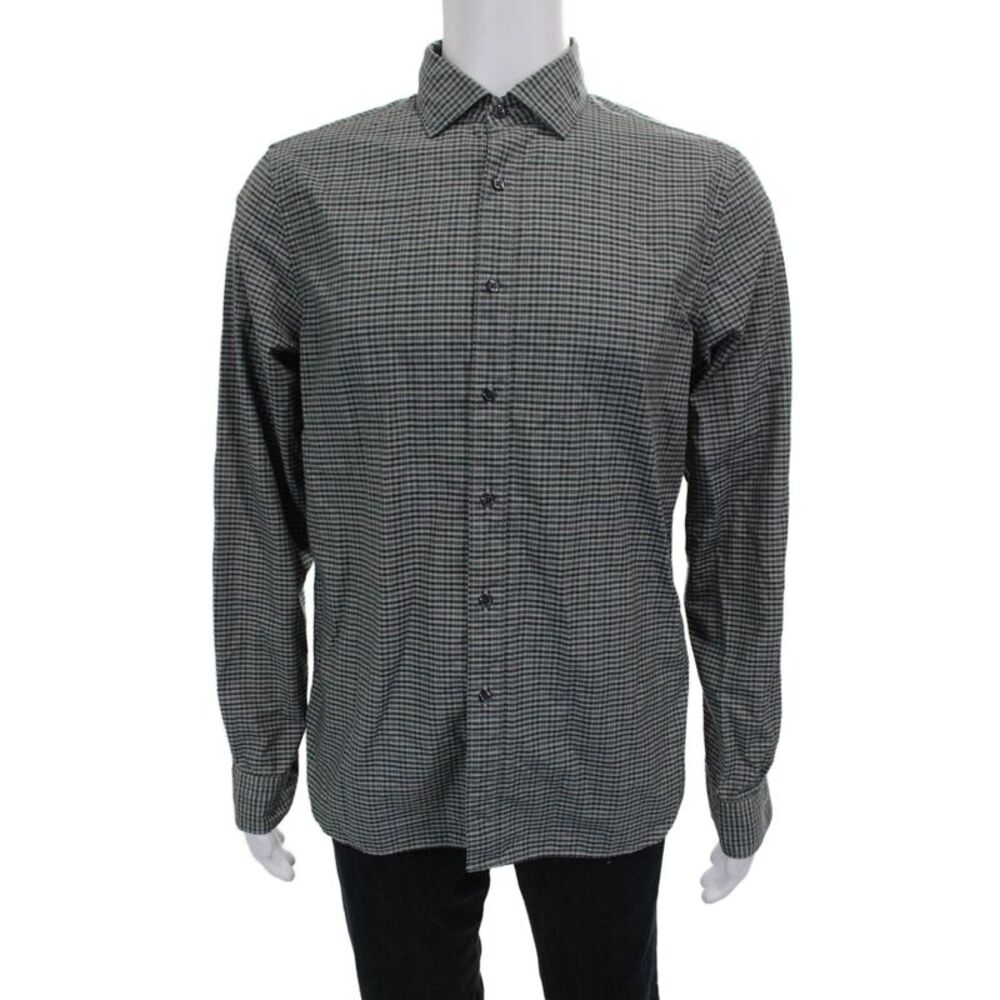 The Men's Store at Bloomingdale's Mens ButtonUp Check Cotton Shirt Green Size M